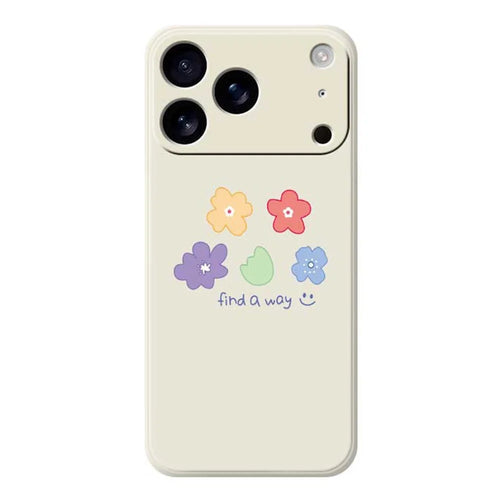 For iPhone 18 Pro / 17 Pro Case Five Colors Flowers Pattern Printing Straight Edge TPU Phone Back Cover - Beige - 1