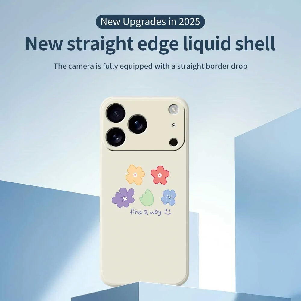 For iPhone 18 Pro / 17 Pro Case Five Colors Flowers Pattern Printing Straight Edge TPU Phone Back Cover - Beige - 3