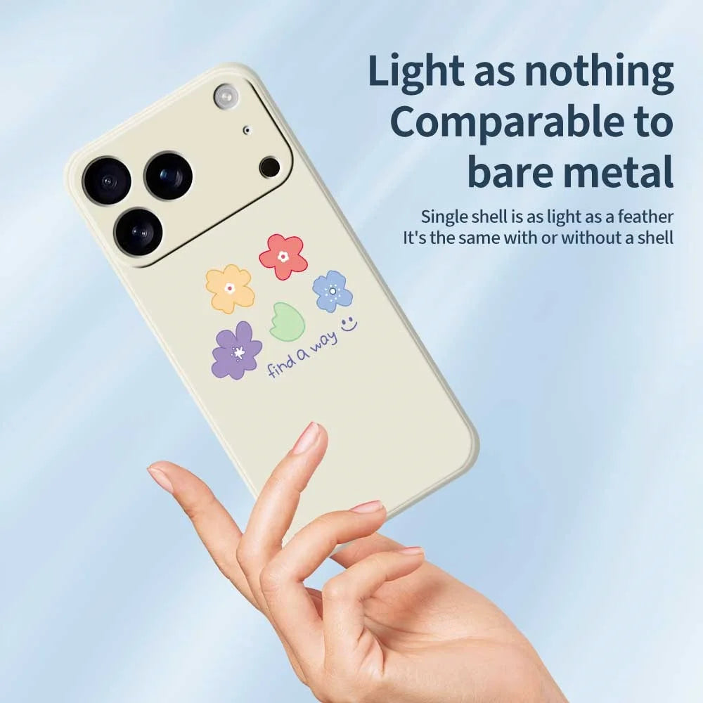 For iPhone 18 Pro / 17 Pro Case Five Colors Flowers Pattern Printing Straight Edge TPU Phone Back Cover - Beige - 4