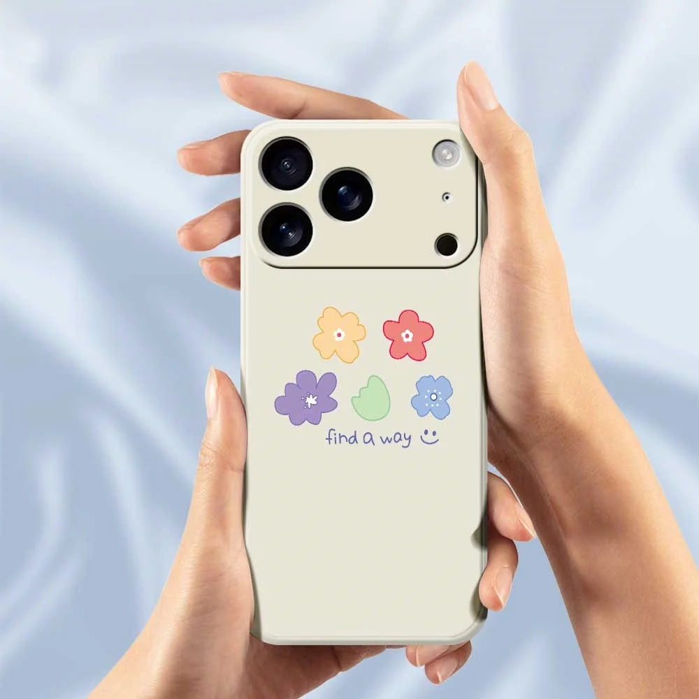 For iPhone 18 Pro / 17 Pro Case Five Colors Flowers Pattern Printing Straight Edge TPU Phone Back Cover - Beige - 6