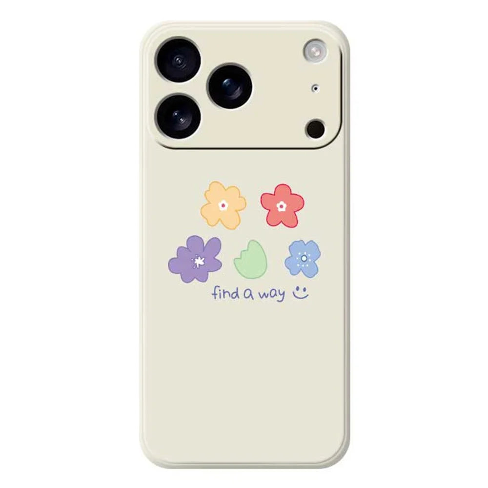For iPhone 18 Pro Max / 17 Pro Max Case Five Colors Flowers Pattern Printing Straight Edge TPU Phone Back Cover - Beige - 1