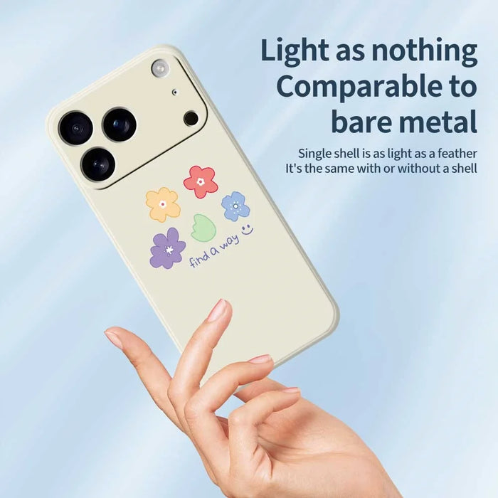 For iPhone 18 Pro Max / 17 Pro Max Case Five Colors Flowers Pattern Printing Straight Edge TPU Phone Back Cover - Beige - 4