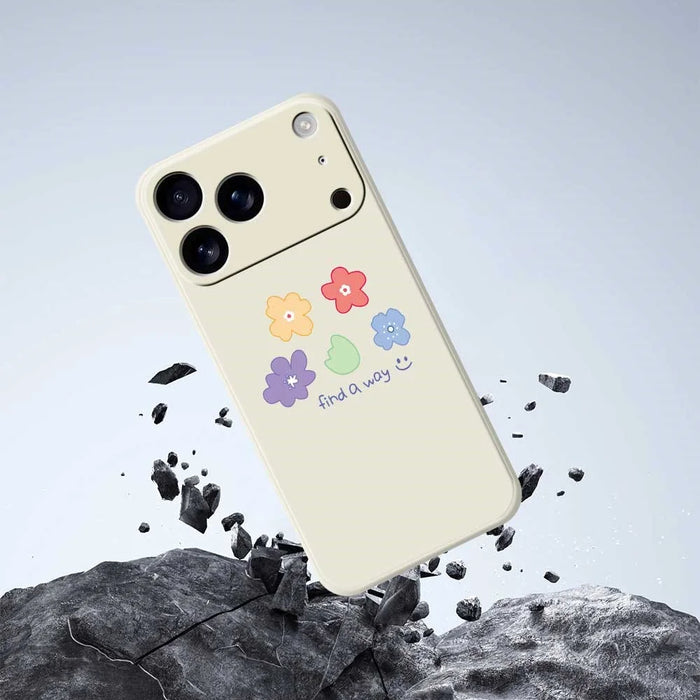 For iPhone 18 Pro Max / 17 Pro Max Case Five Colors Flowers Pattern Printing Straight Edge TPU Phone Back Cover - Beige - 7