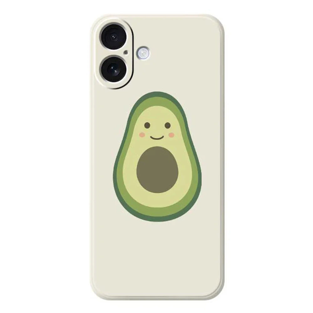 For iPhone 17 Case Cute Avocado Pattern Printing Straight Edge TPU Phone Back Cover - Beige - 1