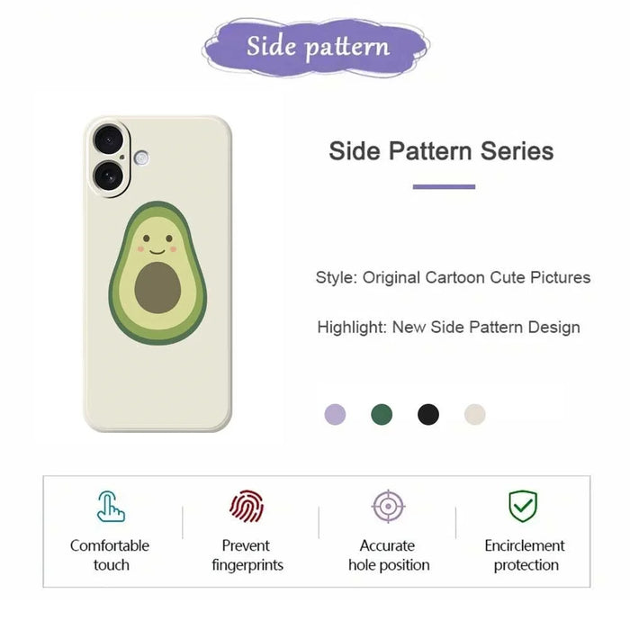 For iPhone 17 Case Cute Avocado Pattern Printing Straight Edge TPU Phone Back Cover - Beige - 2