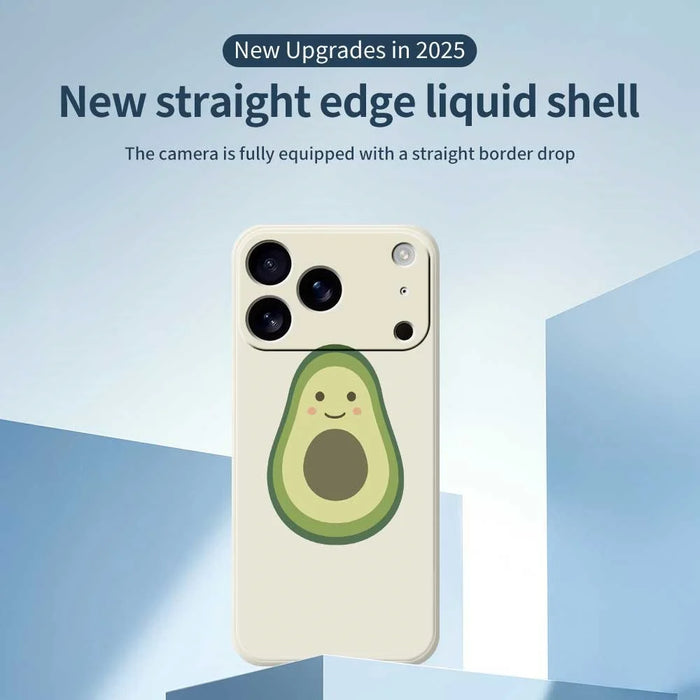 For iPhone 18 Pro Max / 17 Pro Max Case Cute Avocado Pattern Printing Straight Edge TPU Phone Back Cover - Beige - 3
