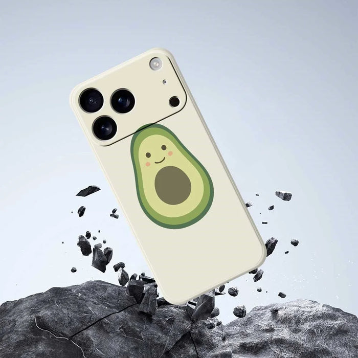 For iPhone 18 Pro Max / 17 Pro Max Case Cute Avocado Pattern Printing Straight Edge TPU Phone Back Cover - Beige - 7