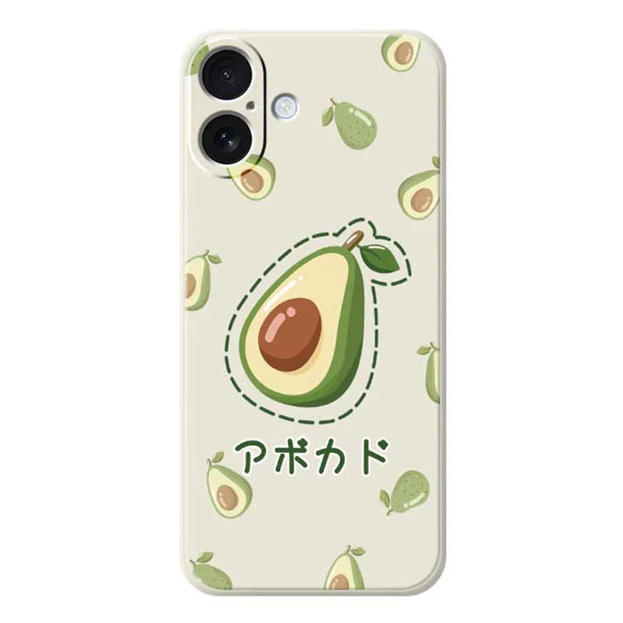 For iPhone 17 Case Avocados Pattern Printing Straight Edge TPU Phone Back Cover - Beige - 1