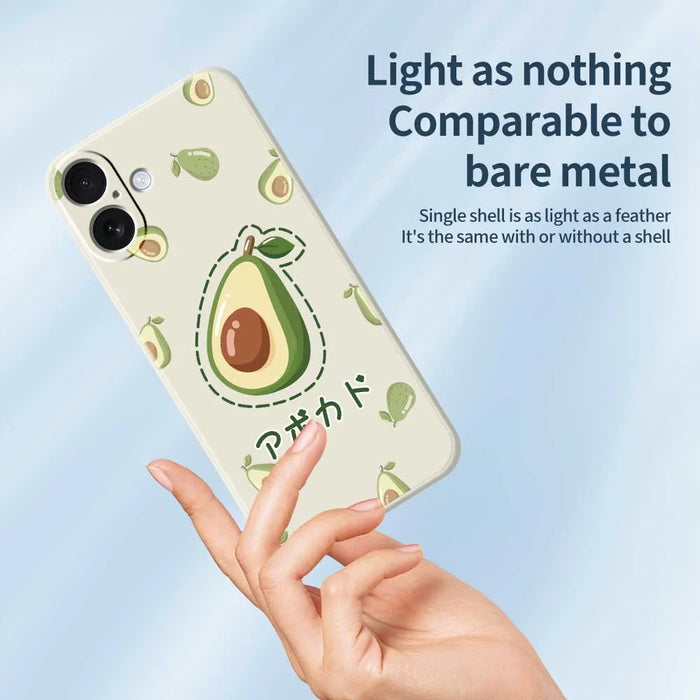 For iPhone 17 Case Avocados Pattern Printing Straight Edge TPU Phone Back Cover - Beige - 4