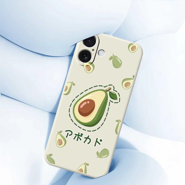 For iPhone 17 Case Avocados Pattern Printing Straight Edge TPU Phone Back Cover - Beige - 5