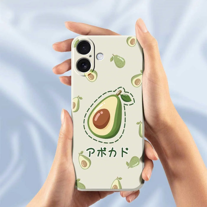 For iPhone 17 Case Avocados Pattern Printing Straight Edge TPU Phone Back Cover - Beige - 6