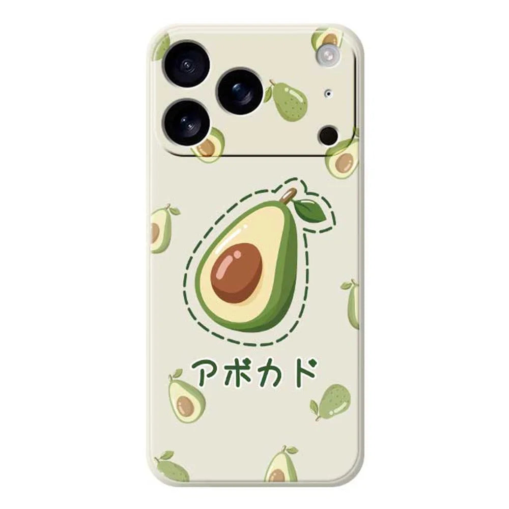 For iPhone 18 Pro / 17 Pro Case Avocados Pattern Printing Straight Edge TPU Phone Back Cover - Beige - 1