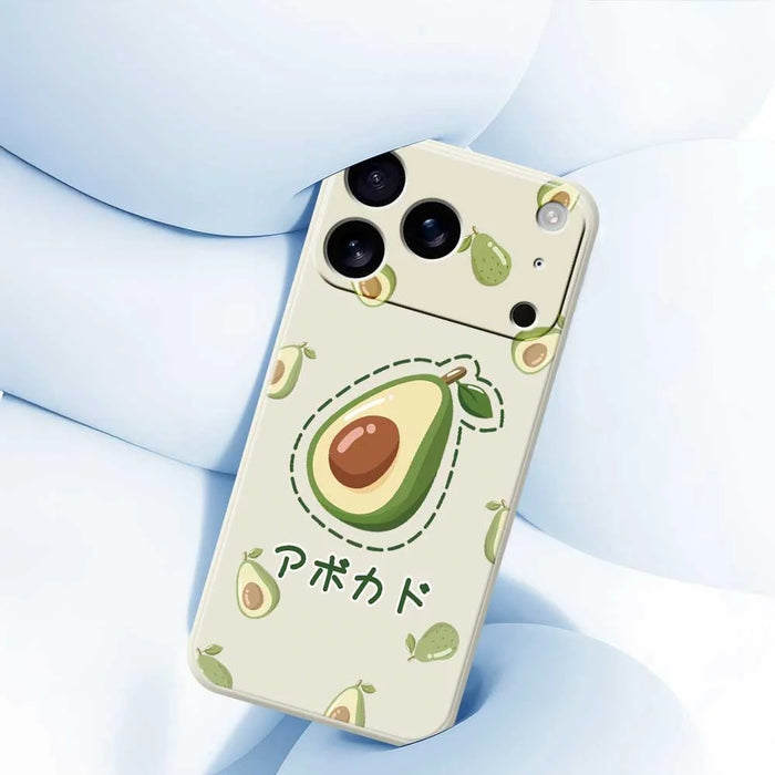 For iPhone 18 Pro / 17 Pro Case Avocados Pattern Printing Straight Edge TPU Phone Back Cover - Beige - 5
