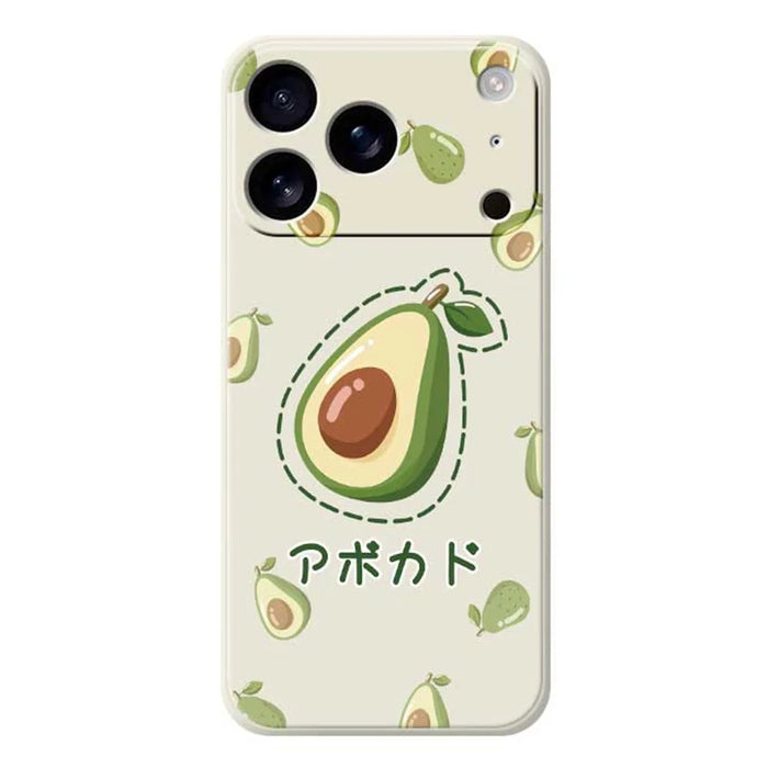 For iPhone 18 Pro Max / 17 Pro Max Case Avocados Pattern Printing Straight Edge TPU Phone Back Cover - Beige - 1