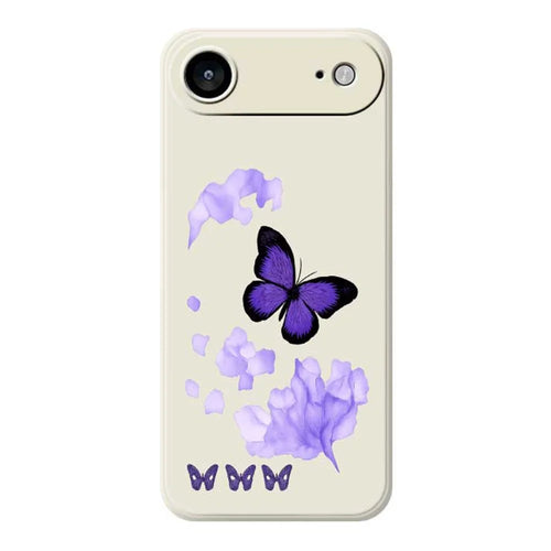 For iPhone Air Case Purple Butterfly Pattern Printing Straight Edge TPU Phone Back Cover - Beige - 1