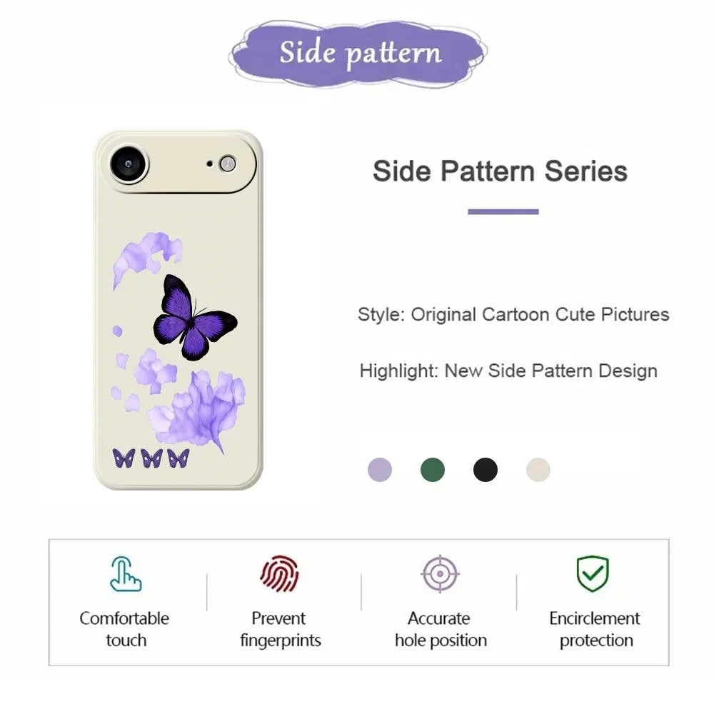 For iPhone Air Case Purple Butterfly Pattern Printing Straight Edge TPU Phone Back Cover - Beige - 2