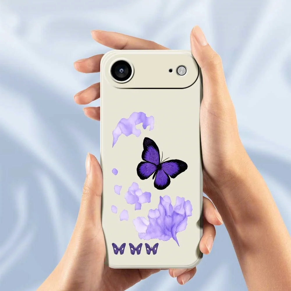 For iPhone Air Case Purple Butterfly Pattern Printing Straight Edge TPU Phone Back Cover - Beige - 6