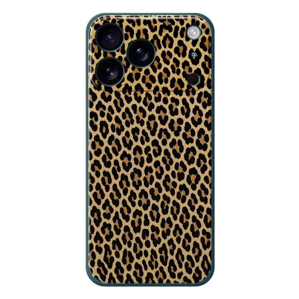 For iPhone 18 Pro / 17 Pro Case Leopard Print Pattern Printing Straight Edge TPU Phone Back Cover - Green - 1