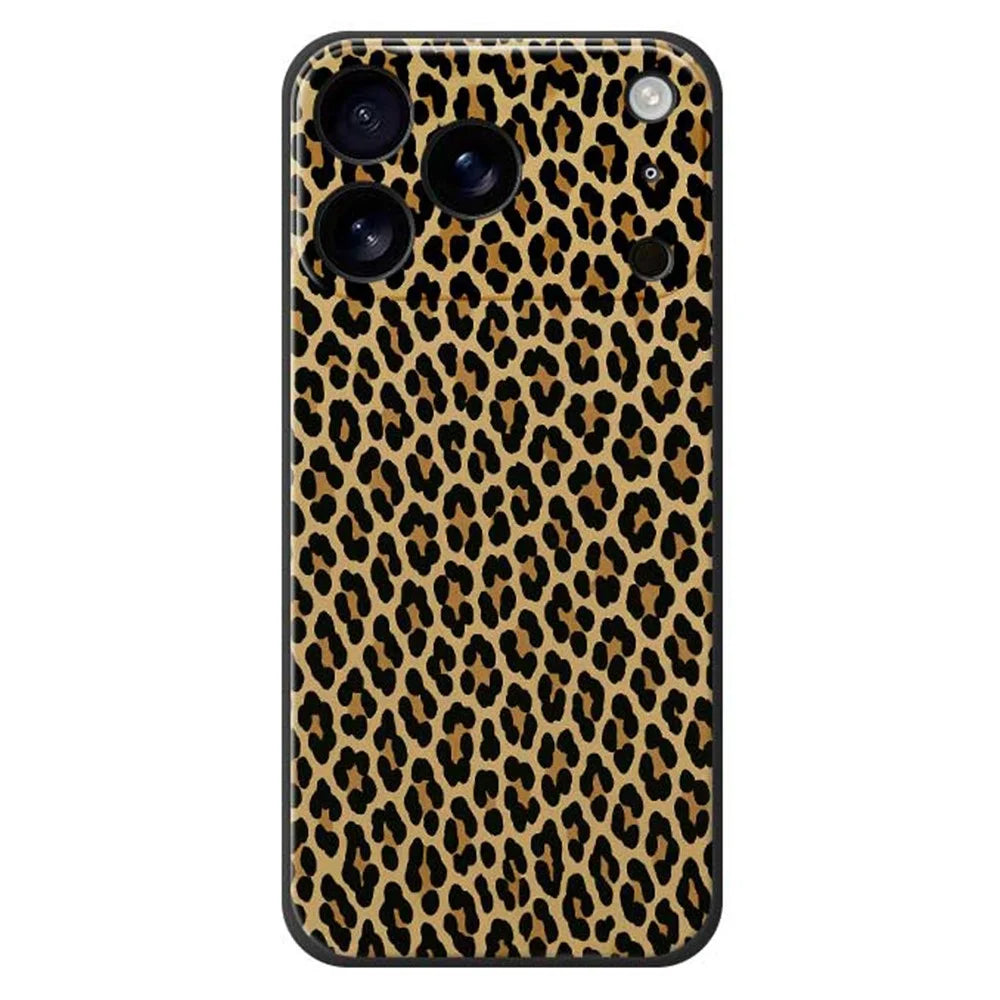 For iPhone 18 Pro Max / 17 Pro Max Case Leopard Print Pattern Printing Straight Edge TPU Phone Back Cover - Black - 1