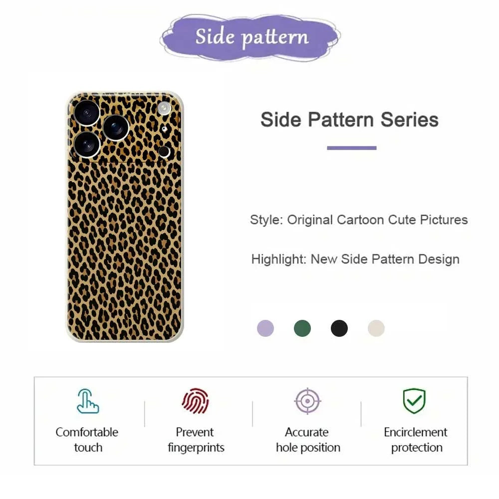 For iPhone 18 Pro Max / 17 Pro Max Case Leopard Print Pattern Printing Straight Edge TPU Phone Back Cover - Black - 7