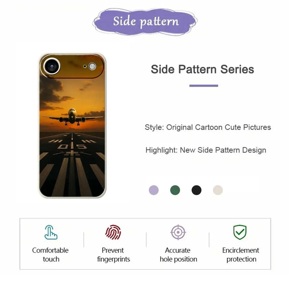 For iPhone Air Case Airplane Pattern Printing Straight Edge TPU Phone Back Cover - Green - 2