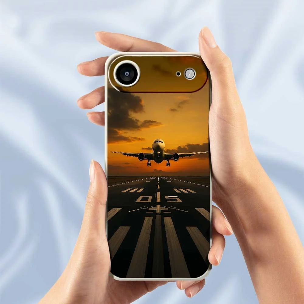 For iPhone Air Case Airplane Pattern Printing Straight Edge TPU Phone Back Cover - Green - 6