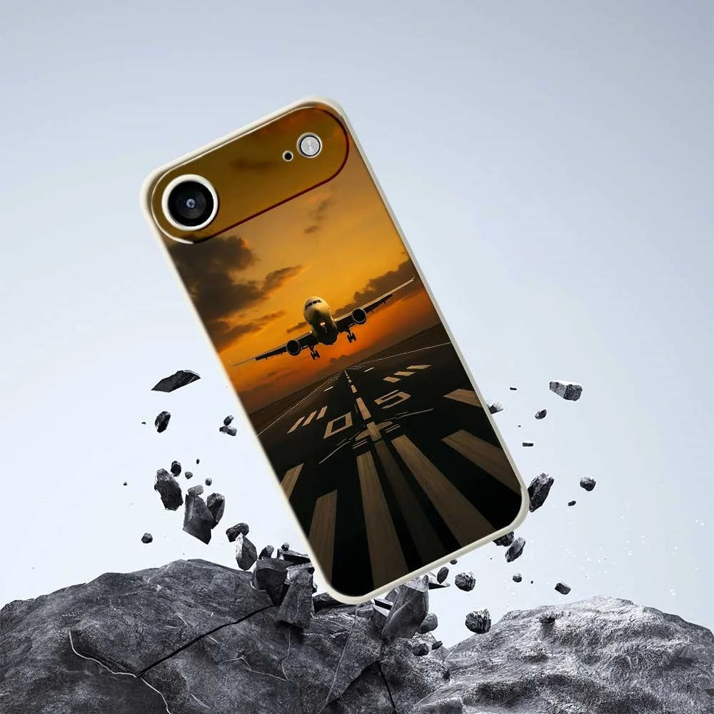 For iPhone Air Case Airplane Pattern Printing Straight Edge TPU Phone Back Cover - Green - 7