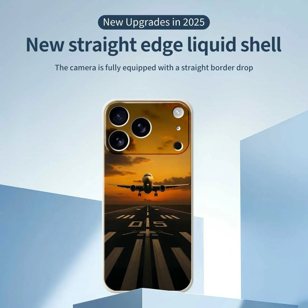 For iPhone 18 Pro / 17 Pro Case Airplane Pattern Printing Straight Edge TPU Phone Back Cover - Green - 3