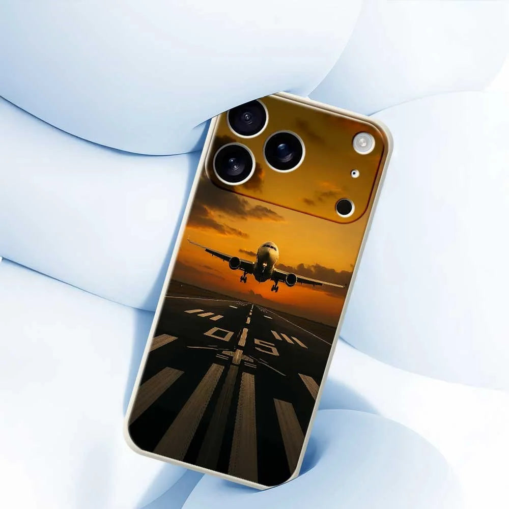 For iPhone 18 Pro / 17 Pro Case Airplane Pattern Printing Straight Edge TPU Phone Back Cover - Green - 5