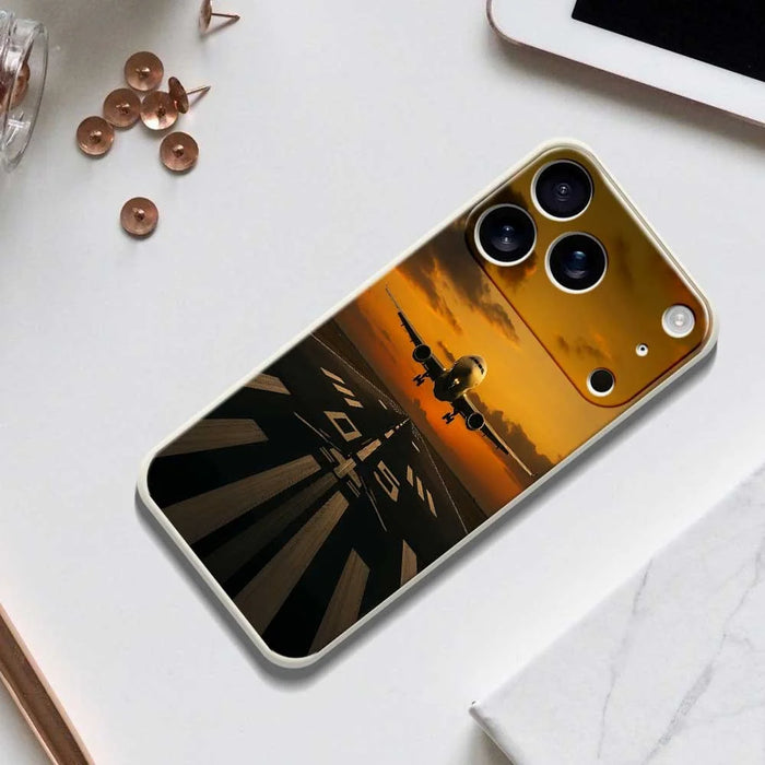 For iPhone 18 Pro Max / 17 Pro Max Case Airplane Pattern Printing Straight Edge TPU Phone Back Cover - Green - 6
