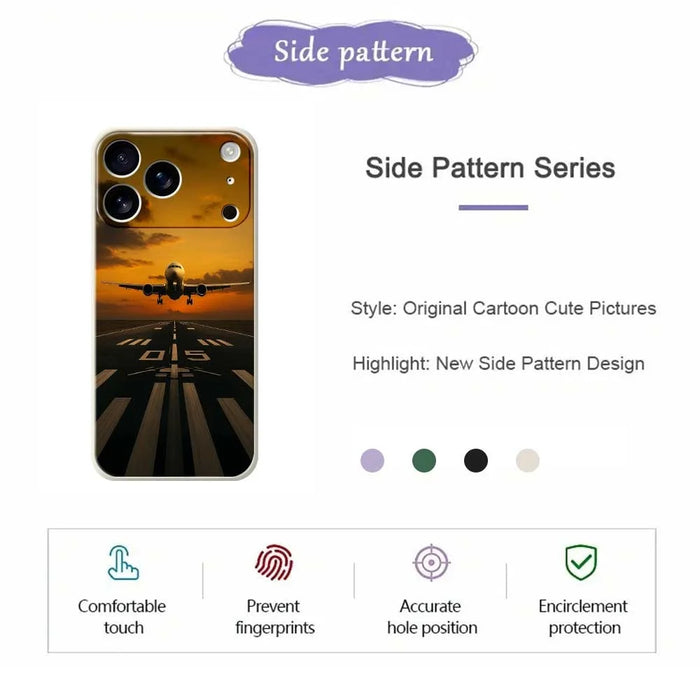 For iPhone 18 Pro Max / 17 Pro Max Case Airplane Pattern Printing Straight Edge TPU Phone Back Cover - Green - 7