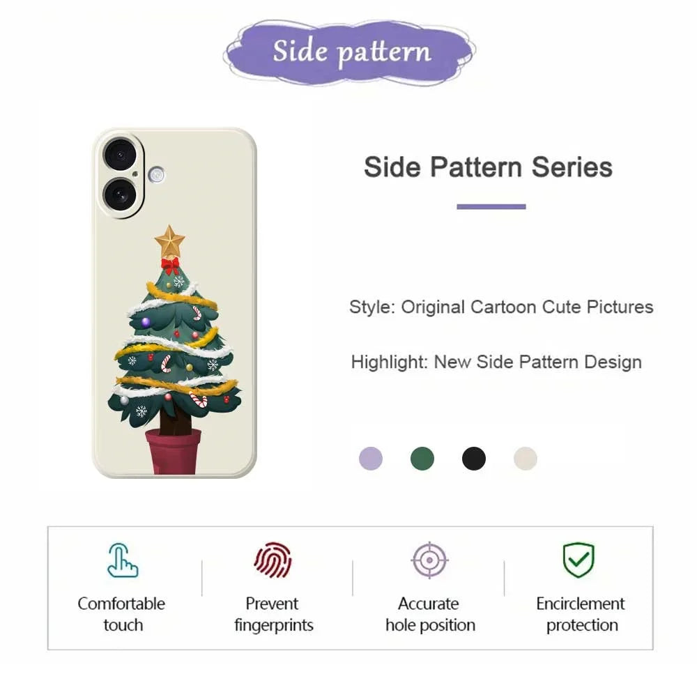 For iPhone 17 Case Christmas Tree Potted Plants Pattern Printing Straight Edge TPU Phone Back Cover - Beige - 2