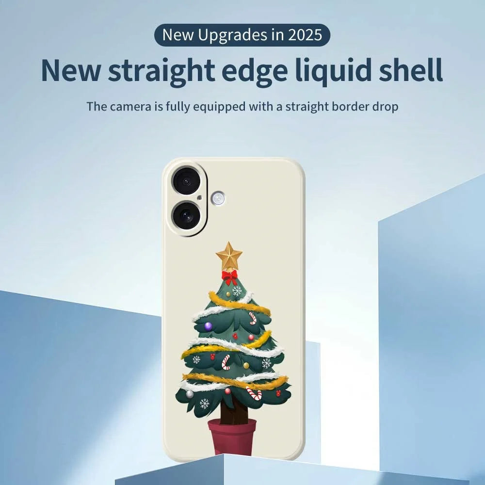 For iPhone 17 Case Christmas Tree Potted Plants Pattern Printing Straight Edge TPU Phone Back Cover - Beige - 3