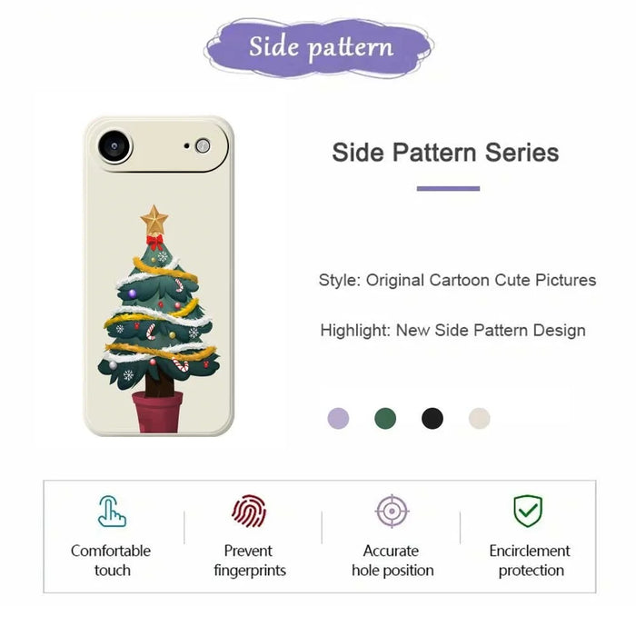 For iPhone Air Case Christmas Tree Potted Plants Pattern Printing Straight Edge TPU Phone Back Cover - Beige - 2