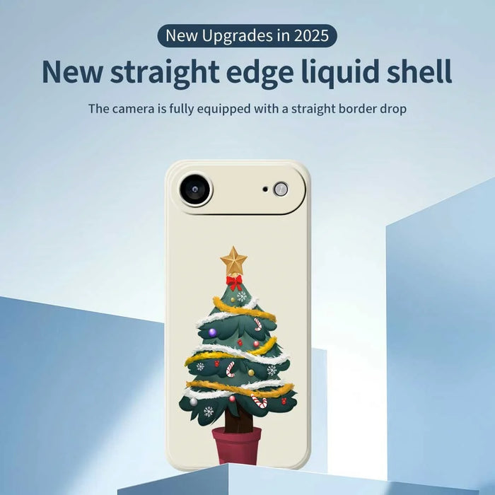 For iPhone Air Case Christmas Tree Potted Plants Pattern Printing Straight Edge TPU Phone Back Cover - Beige - 3