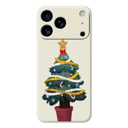 For iPhone 18 Pro / 17 Pro Case Christmas Tree Potted Plants Pattern Printing Straight Edge TPU Phone Back Cover - Beige - 1