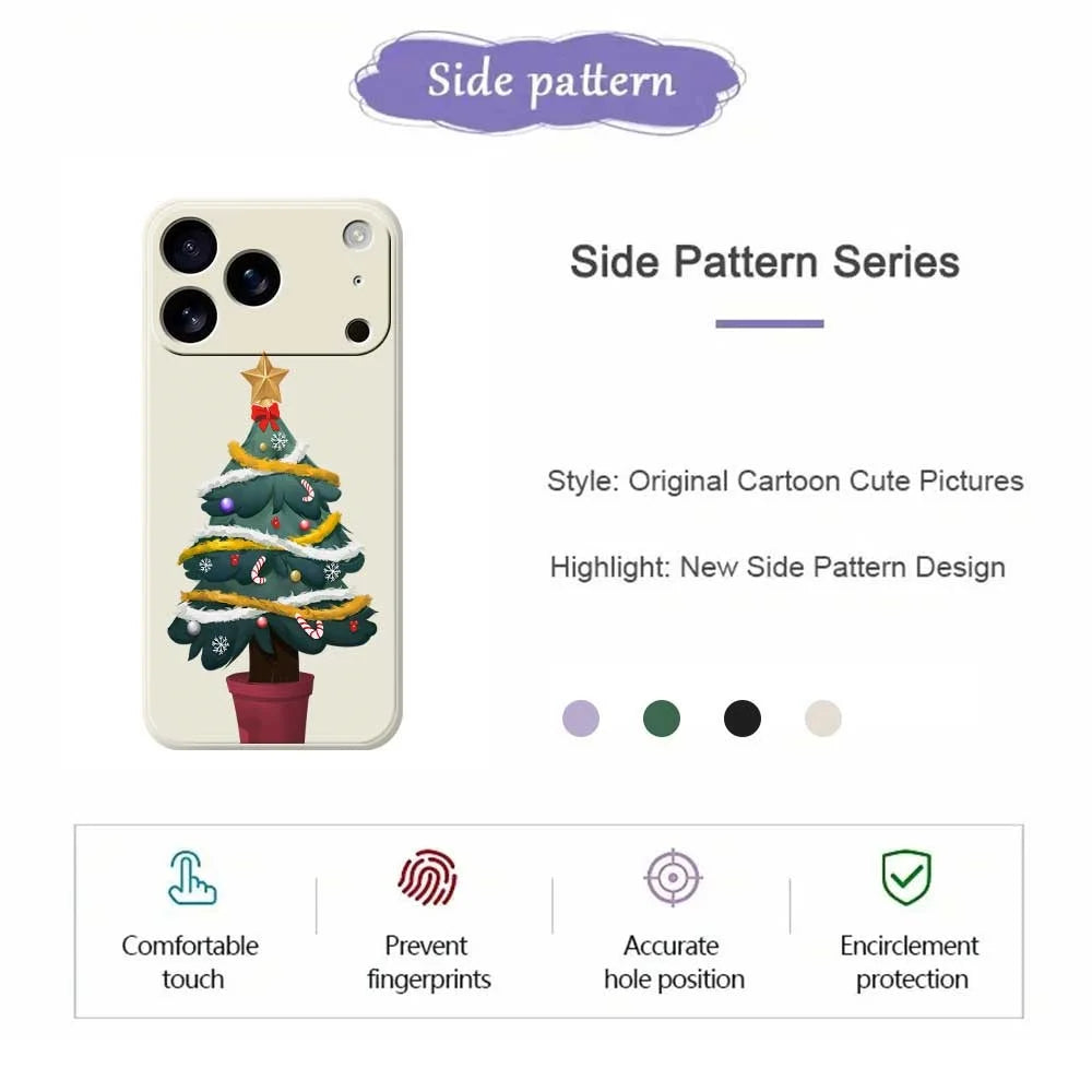 For iPhone 18 Pro / 17 Pro Case Christmas Tree Potted Plants Pattern Printing Straight Edge TPU Phone Back Cover - Beige - 2