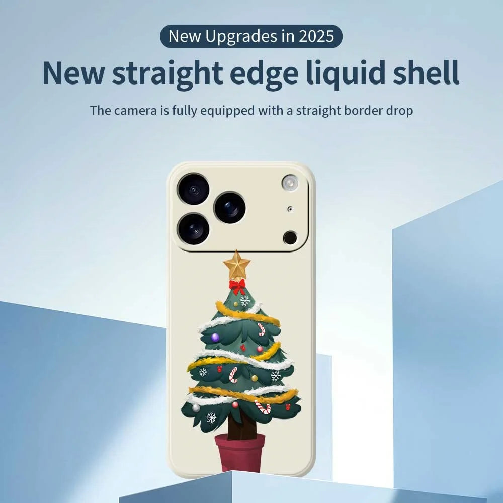 For iPhone 18 Pro / 17 Pro Case Christmas Tree Potted Plants Pattern Printing Straight Edge TPU Phone Back Cover - Beige - 3