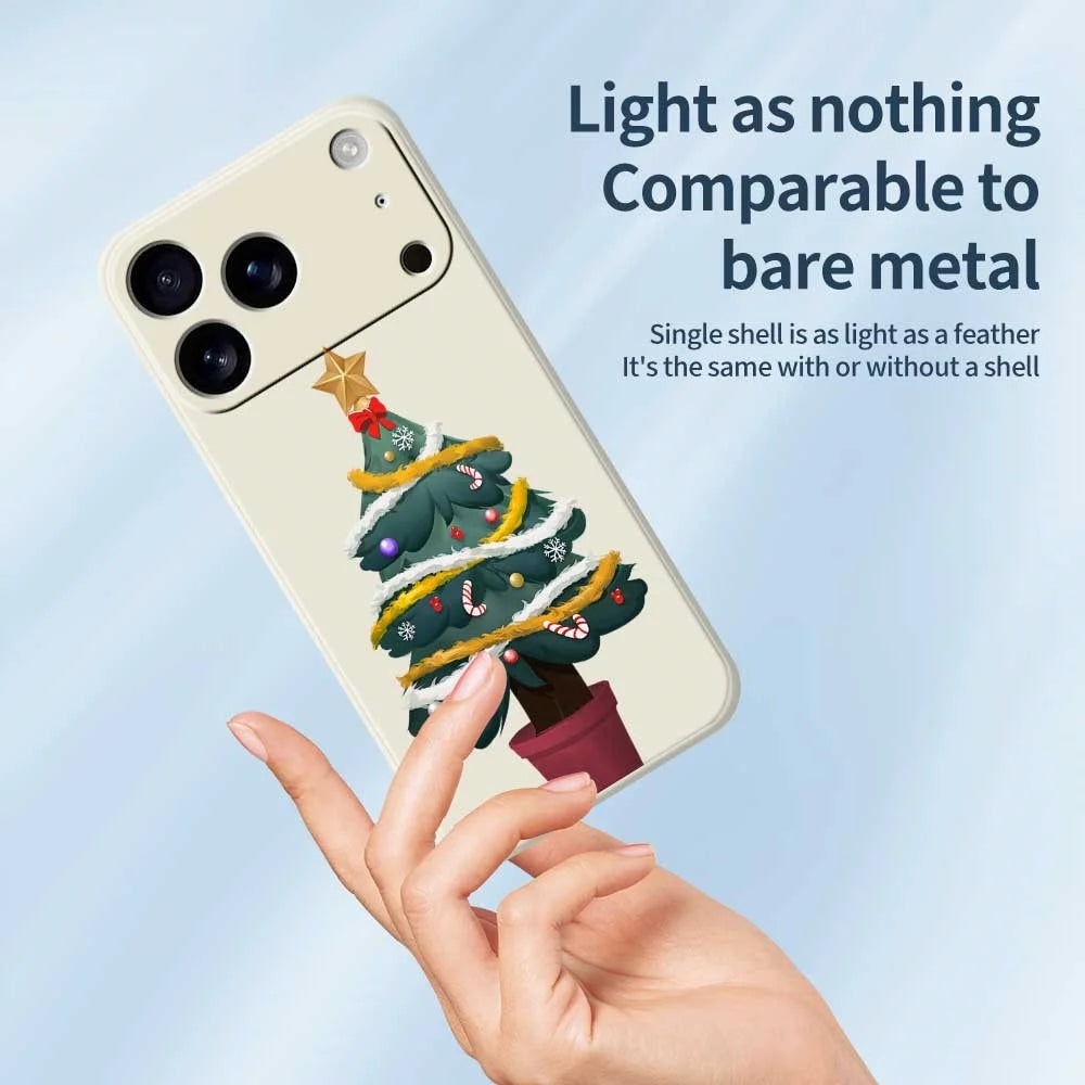 For iPhone 18 Pro / 17 Pro Case Christmas Tree Potted Plants Pattern Printing Straight Edge TPU Phone Back Cover - Beige - 4