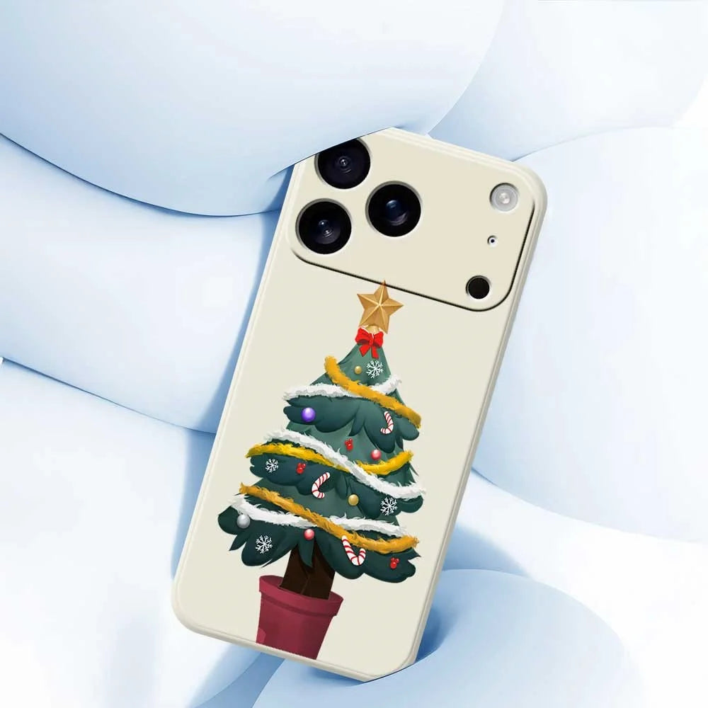 For iPhone 18 Pro / 17 Pro Case Christmas Tree Potted Plants Pattern Printing Straight Edge TPU Phone Back Cover - Beige - 5