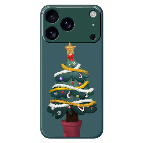 For iPhone 18 Pro Max / 17 Pro Max Case Christmas Tree Potted Plants Pattern Printing Straight Edge TPU Phone Back Cover - Green - 1