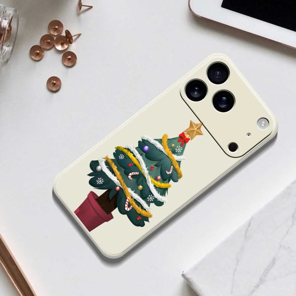 For iPhone 18 Pro Max / 17 Pro Max Case Christmas Tree Potted Plants Pattern Printing Straight Edge TPU Phone Back Cover - Green - 6