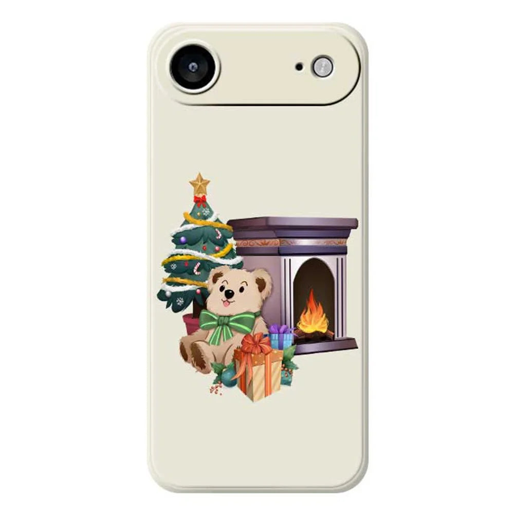 For iPhone Air Case Christmas Fireplace Gifts Pattern Printing Straight Edge TPU Phone Back Cover - Beige - 1
