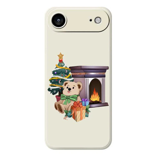 For iPhone Air Case Christmas Fireplace Gifts Pattern Printing Straight Edge TPU Phone Back Cover - Beige - 1