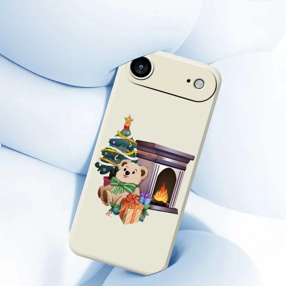 For iPhone Air Case Christmas Fireplace Gifts Pattern Printing Straight Edge TPU Phone Back Cover - Beige - 5