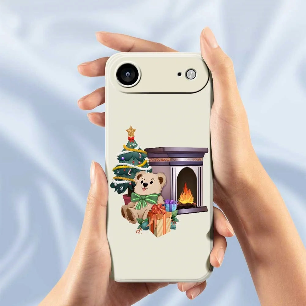 For iPhone Air Case Christmas Fireplace Gifts Pattern Printing Straight Edge TPU Phone Back Cover - Beige - 6