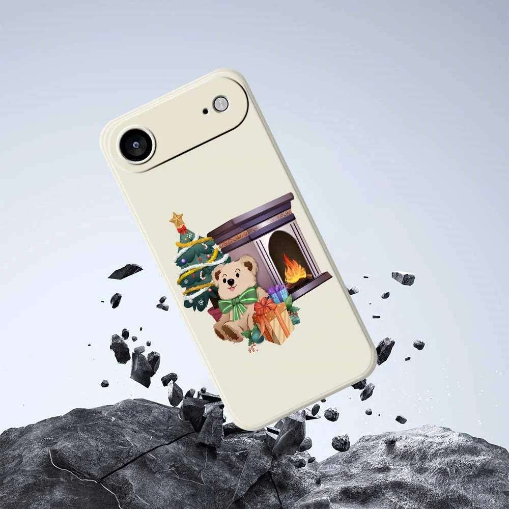 For iPhone Air Case Christmas Fireplace Gifts Pattern Printing Straight Edge TPU Phone Back Cover - Beige - 7