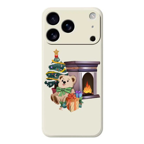 For iPhone 18 Pro / 17 Pro Case Christmas Fireplace Gifts Pattern Printing Straight Edge TPU Phone Back Cover - Beige - 1