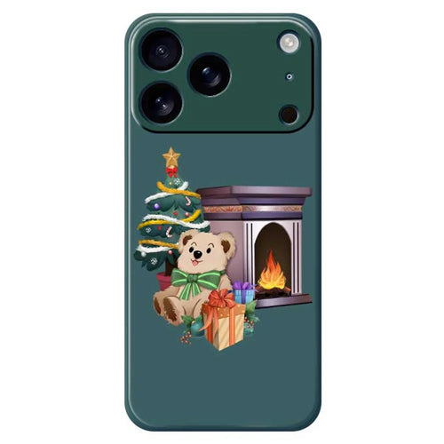 For iPhone 18 Pro Max / 17 Pro Max Case Christmas Fireplace Gifts Pattern Printing Straight Edge TPU Phone Back Cover - Green - 1