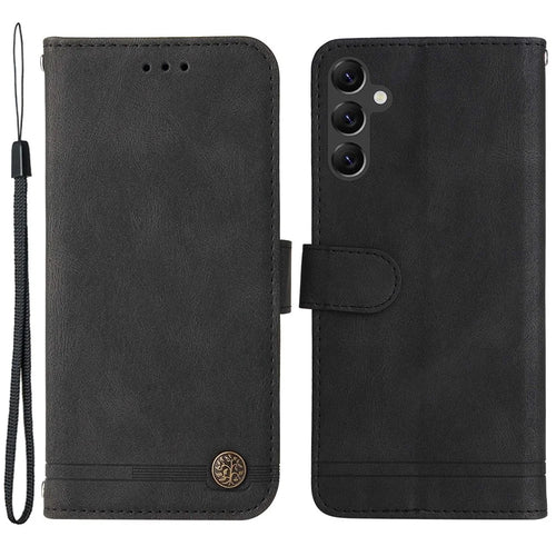 For Samsung Galaxy A14 5G / A14 4G Leather Wallet Cases Skin Touch Phone Cover Stand with Strap - Black - 1